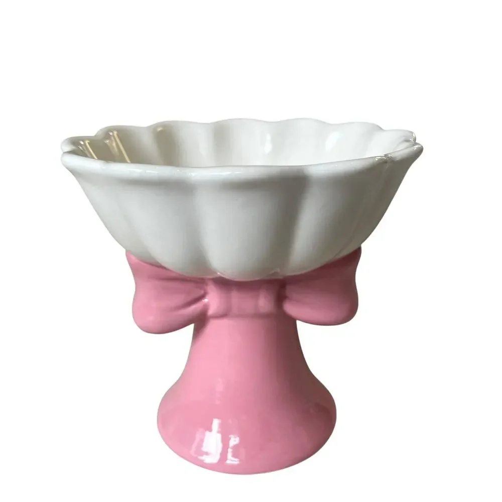 Pink Bow Raised Ceramic Pet Bowl 5